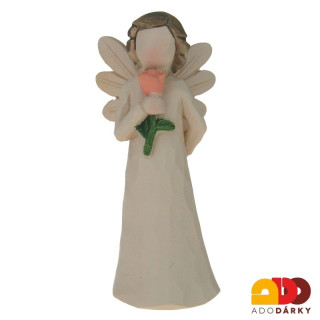 Anděl kávový s květem 10 cm