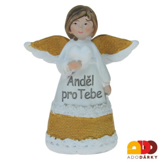 Anděl pro Tebe se srdcem béžový 10 cm
