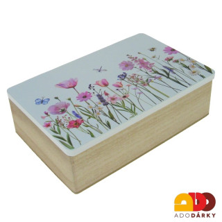 Dřevěná krabice s tulipány 20 x 13 x 6 cm