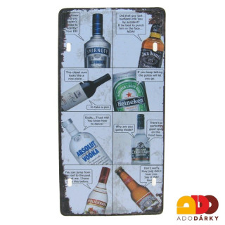 Plechová cedule "Alkoholy" 31 x 15,5 cm