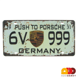 Plechová cedule "Porsche" 31 x 15,5 cm