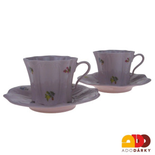 Sada šálků s podšálky růžový porcelán - házenka 0,12 l