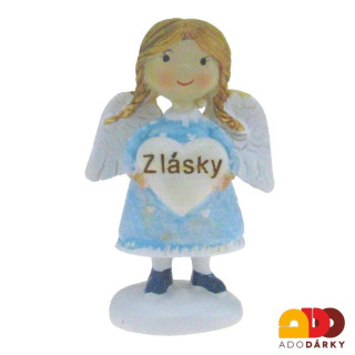 Anděl holčička "Z lásky" se srdíčkem v obou rukou 8 cm