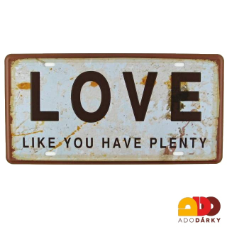 Plechová cedule - Love  31 x 15,5 cm