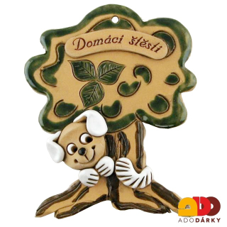 Strom s bílým psem "Domácí štěstí" 14 cm